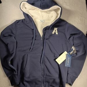 Aeropostale Sport Sherpa Lined Zip Hoodie Men’s Size M Navy Blue NWT